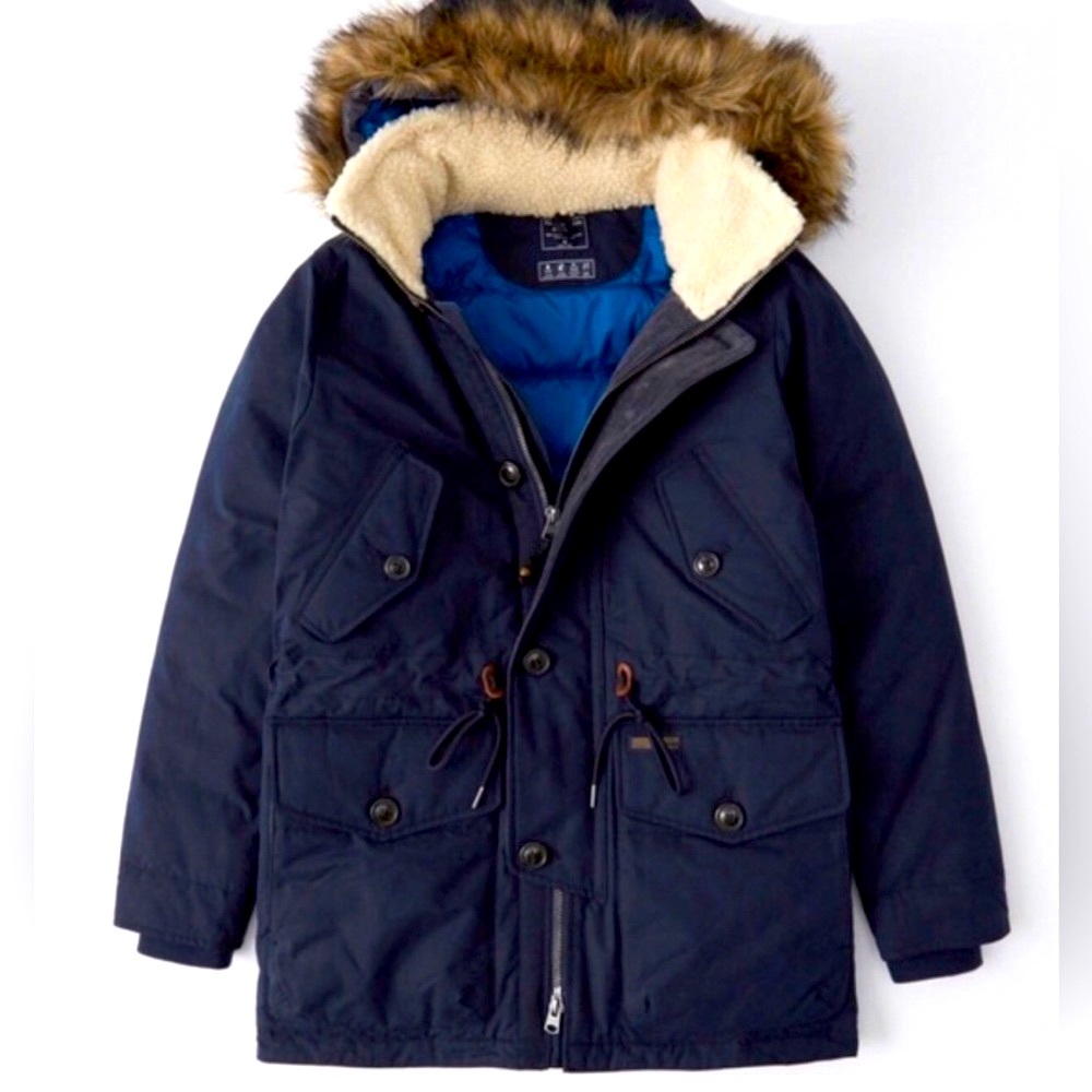 Abercrombie and Fitch Blue Men’s Ultraparka Size S water resistant downinsulated